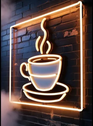 تابلو نیون قهوه داغ مناسب کافه سایز 30در40