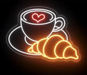 نیون کافی و کروسان مناسب کافه سایز 30در40