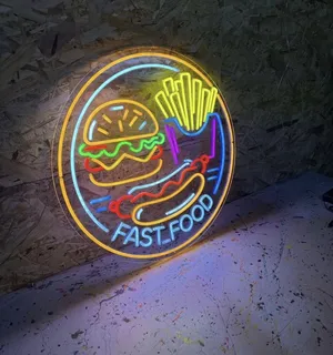 تابلو نیون دیواری فست فود سایز 30در40