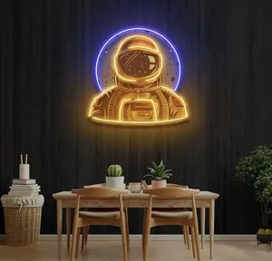 تابلو فوتو نیون دیواری طرح فضانورد سایز 40در50