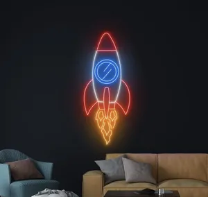 نیون دیواری طرح موشک فضایی سایز 40در50
