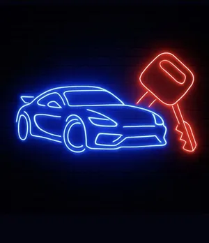 نیون دیواری طرح ماشین مناسب دکور نمایشگاه سایز 30در40